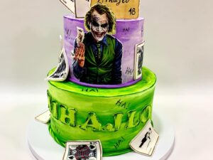 Torta za 18 rodjendan Sa Jokerovim likom i kartama na 2 sprata.Poklondzija