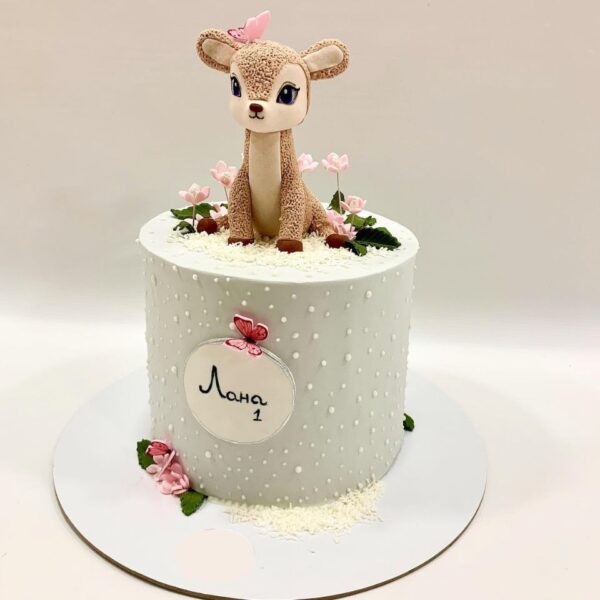 Torta za devojčice Dečija torta za devojčice na 1 sprat u nežnom mint tonu sa figuricom malog predivnog laneta na vrhu torte.Poklondzija