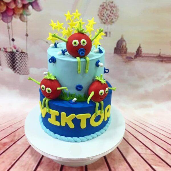 Dečija torta Dečija torta za dečake na 2 sprata sa 3 mala drugara paradajzića.Poklondzija