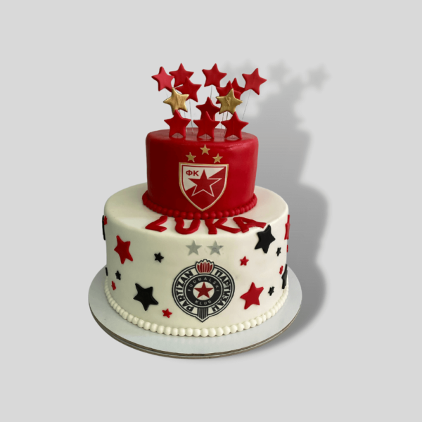 crvena zvezda i partizan torta - torte za rođendan - poklondžija online giftshop